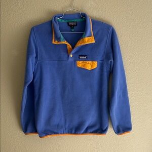 Patagonia Synchilla Blue and Orange Fleece Pullover Sweater